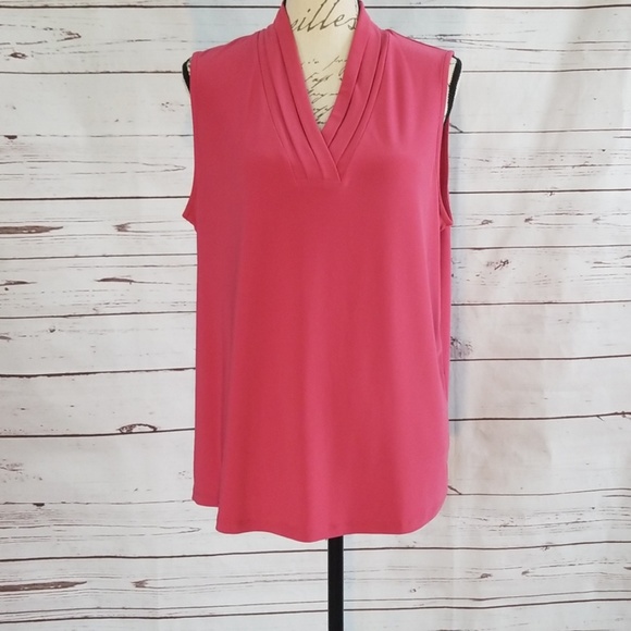 NWT Anne Klein Pink Pleated Surplice Top - Picture 3 of 8